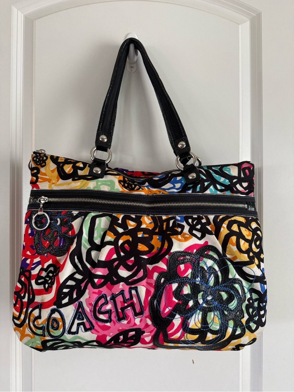 Coach Y2K Poppy Graphic Blossom Large Shoulder Bag Tote Bright Floral